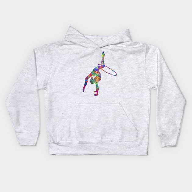 Rhythmic gymnastics hoop dance Kids Hoodie by Yahya Art